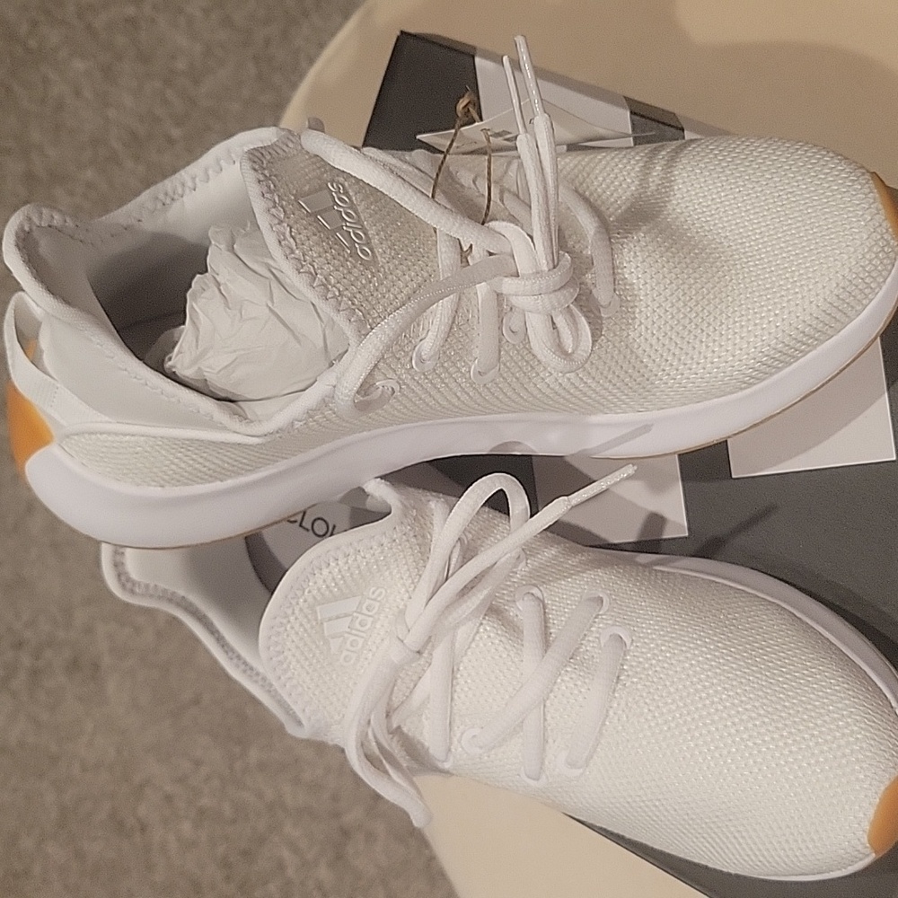 Adidas Cluodfoam Plus White Sneakers. Brand New in a Box.
